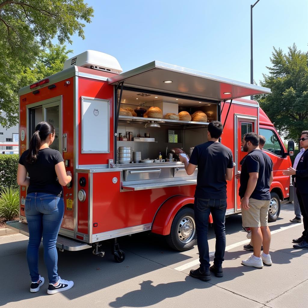 Mobile Kitchen Food Cart with Prep Area