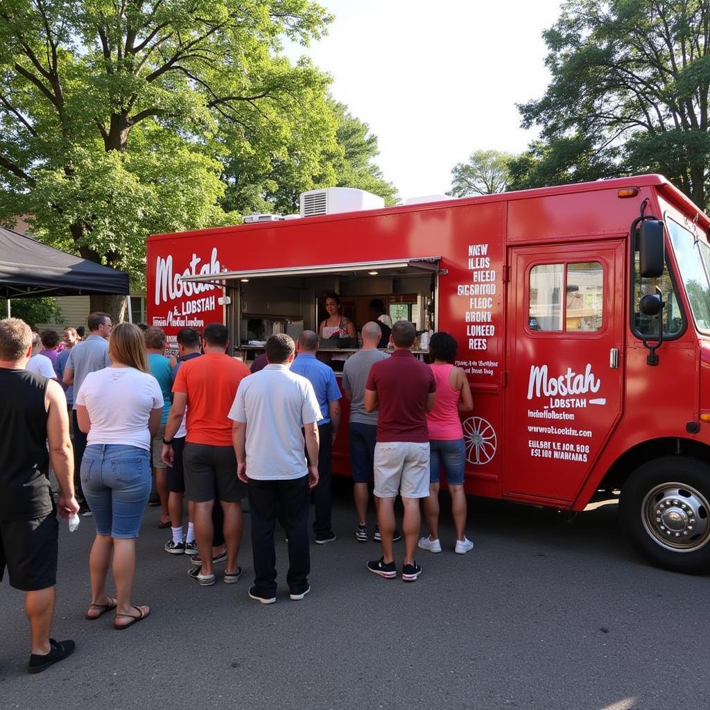 Mobstah Lobstah food truck parked at a busy outdoor event, serving customers.