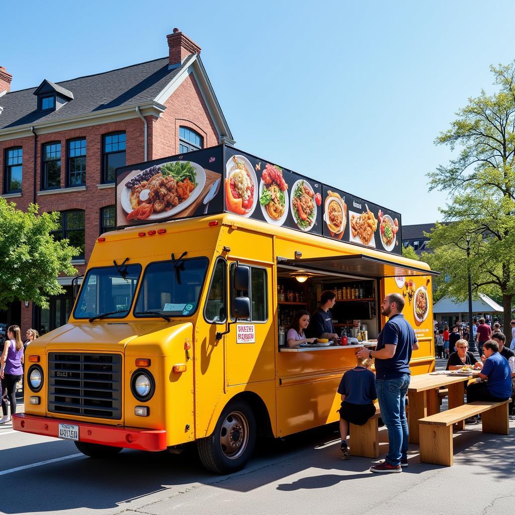 Modern Food Truck Serving Gourmet Cuisine