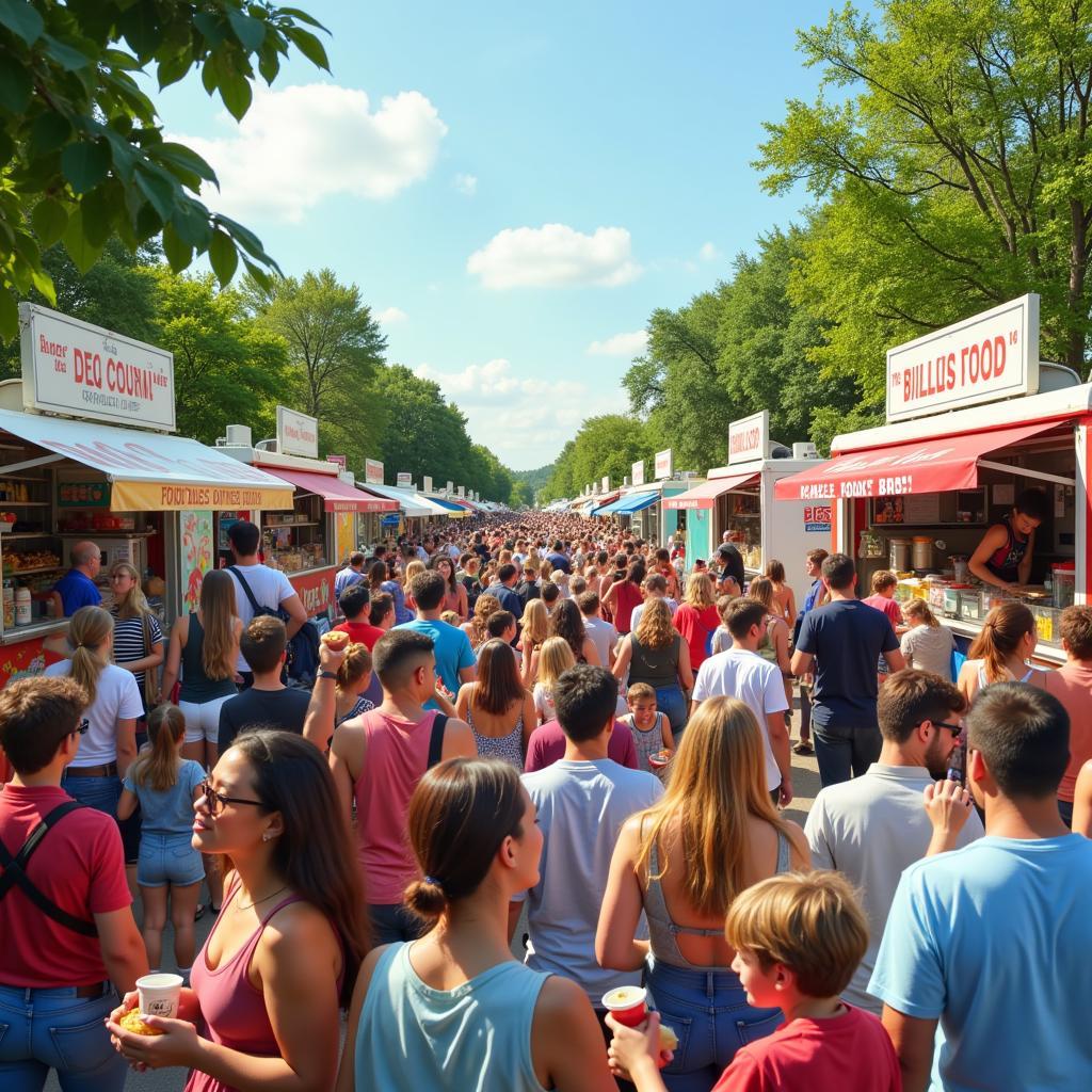 Busy Monday Food Truck Lunch Crowd