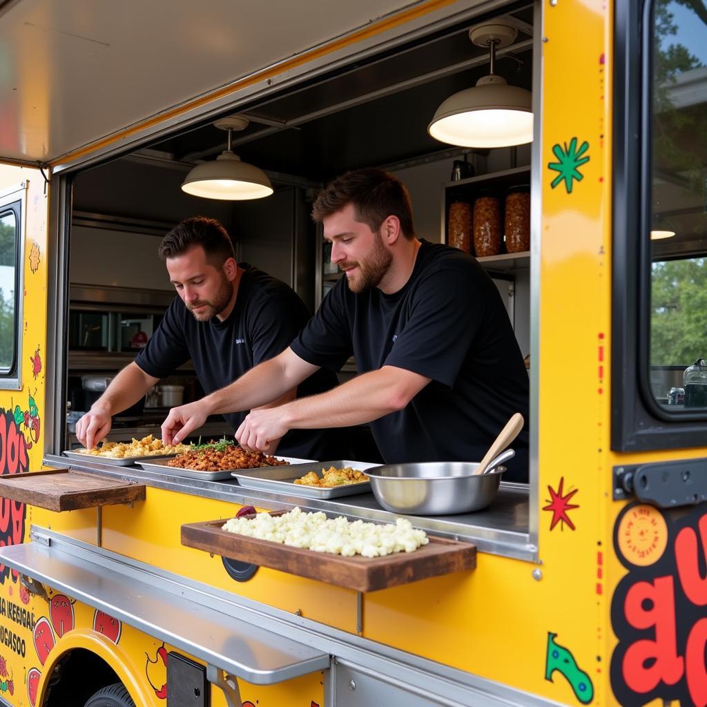 Monster Munchies Food Truck Owners Preparing Food