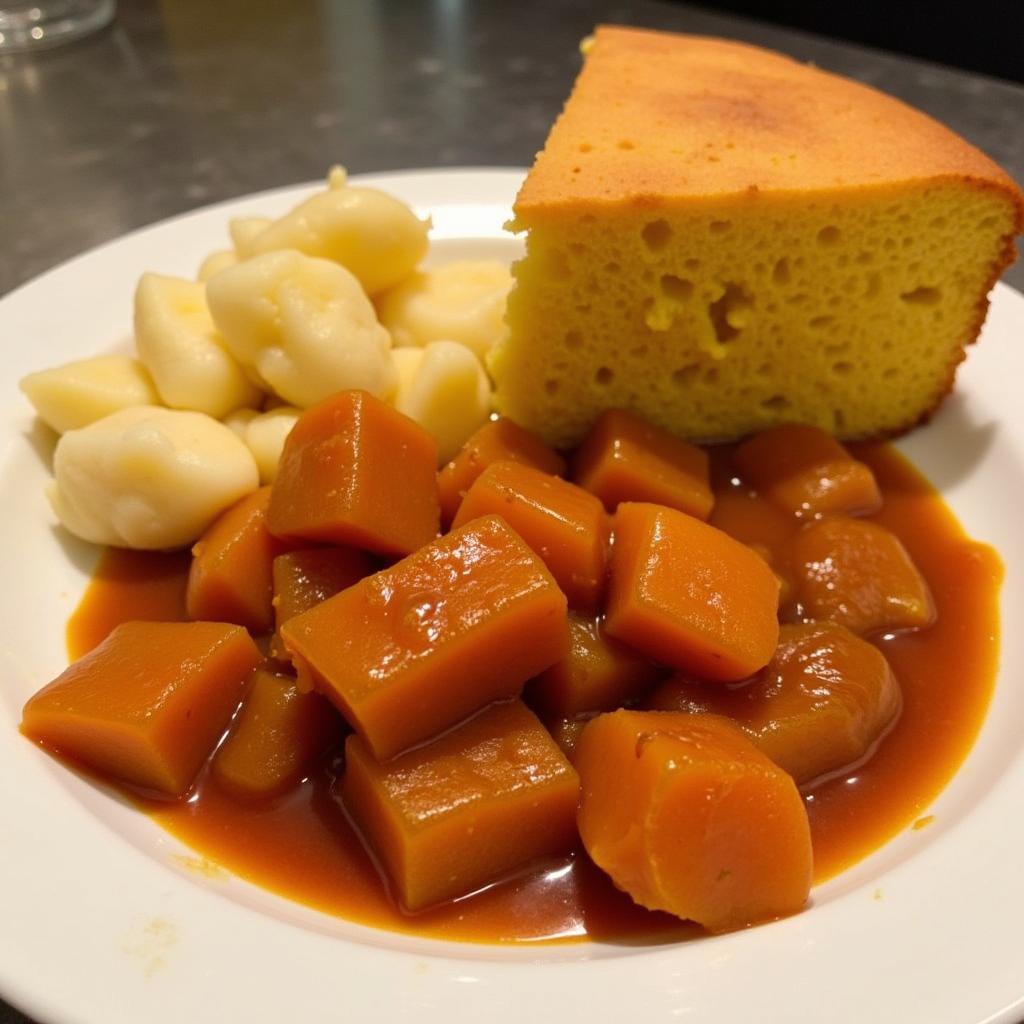 Morrison's Soul Food Menu: Candied Yams and Cornbread