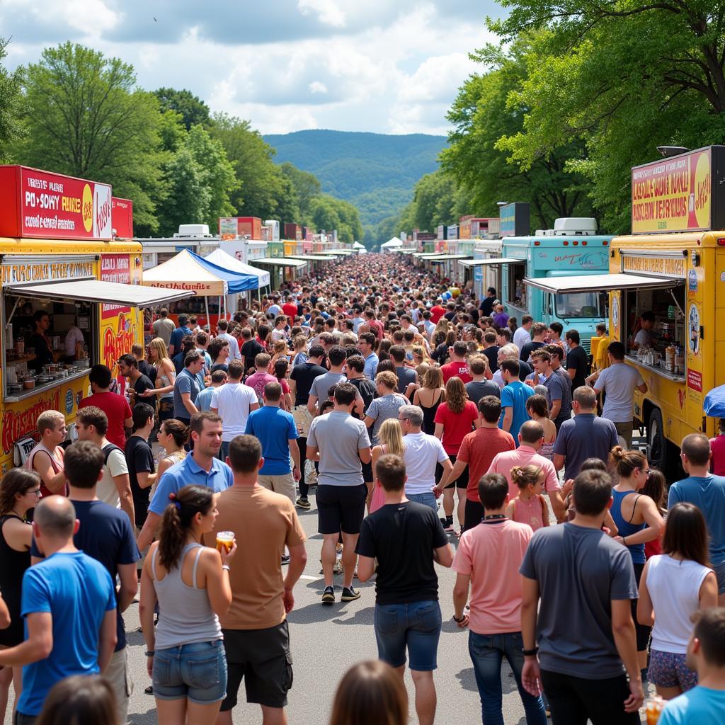 Crowd Enjoying Food at the Mt Airy Food Truck Festival