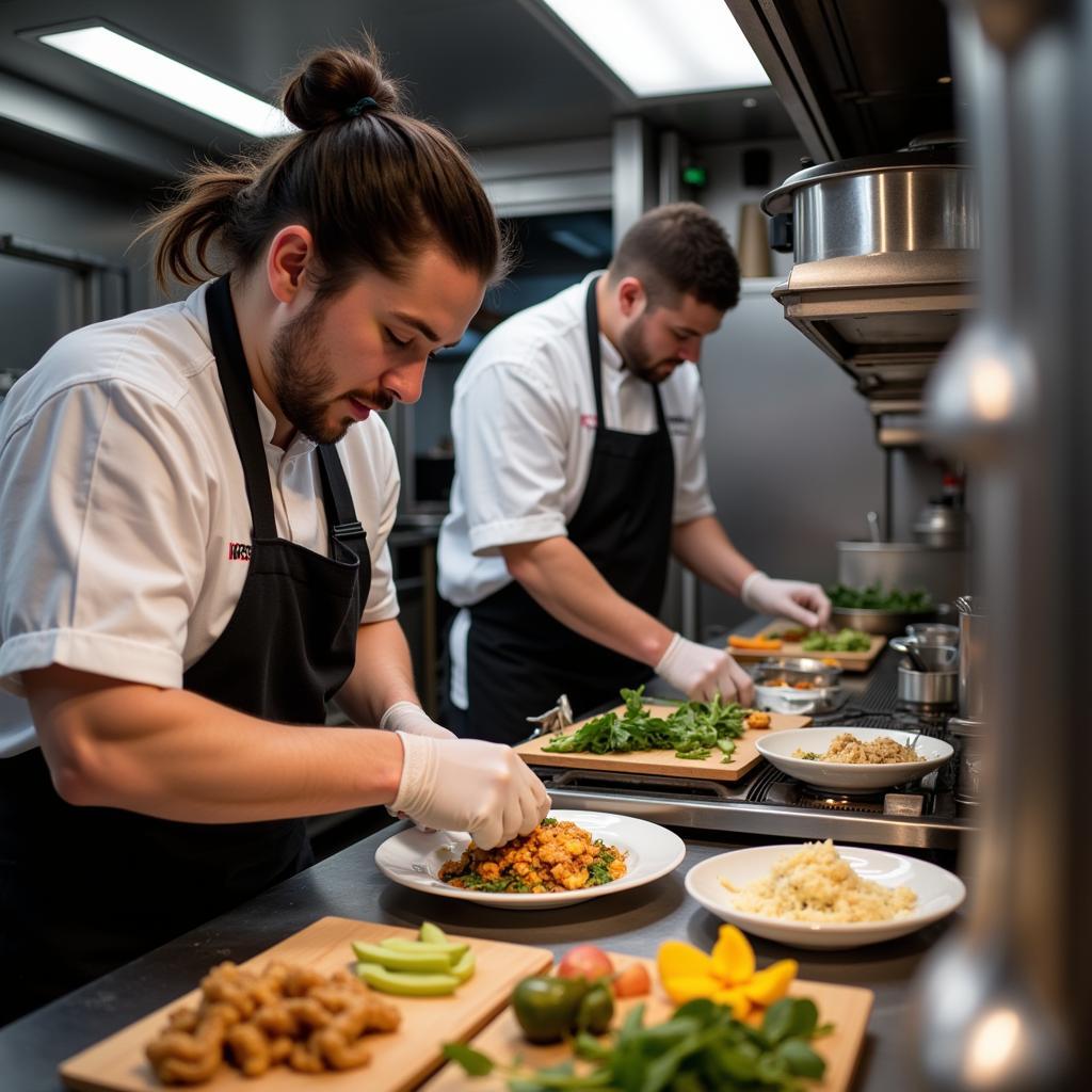 Musc Food Truck Chefs Preparing Delicious Meals