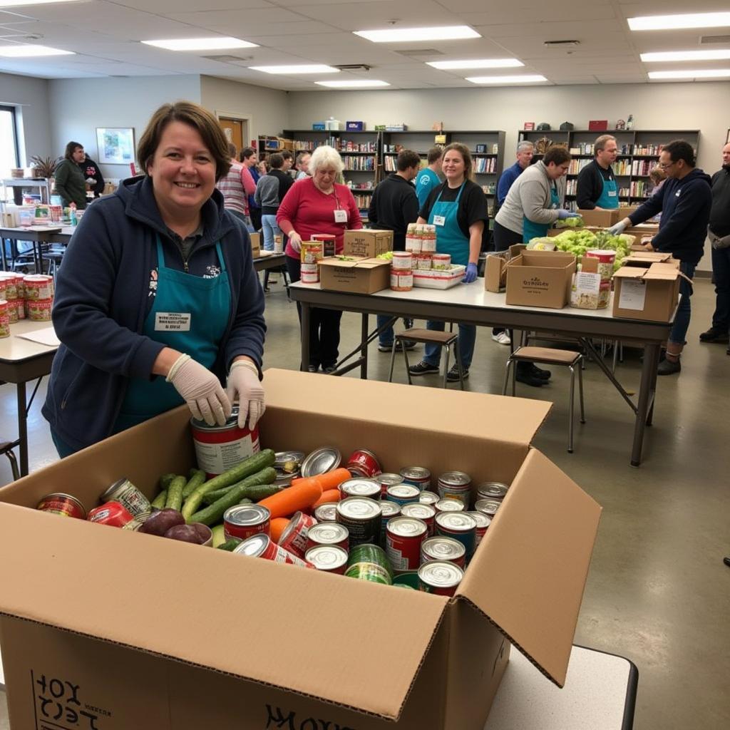 Volunteers Sorting Donations at a Muskegon Food Pantry