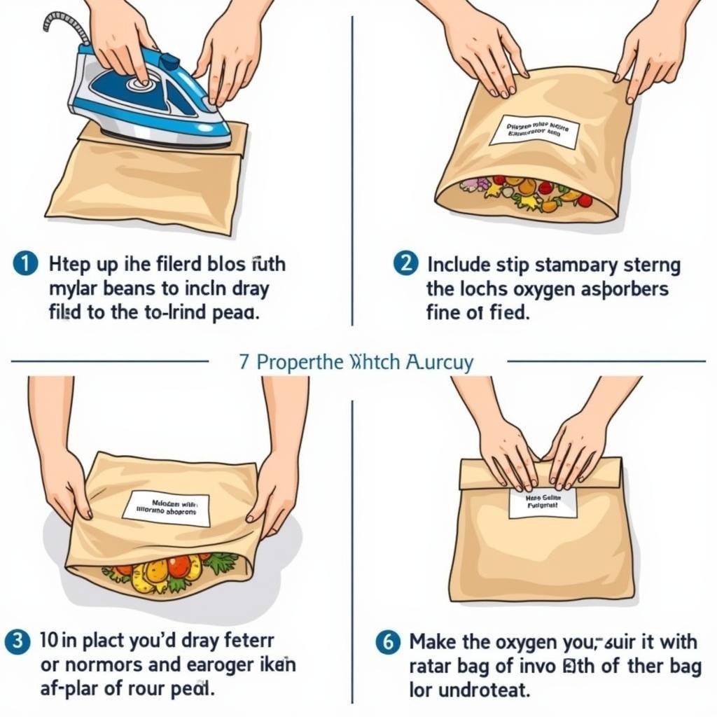 Mylar bag food storage setup with oxygen absorbers.