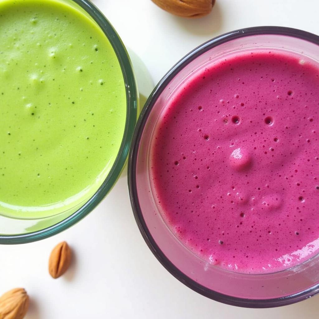 A vibrant green smoothie made with natural food coloring powder.