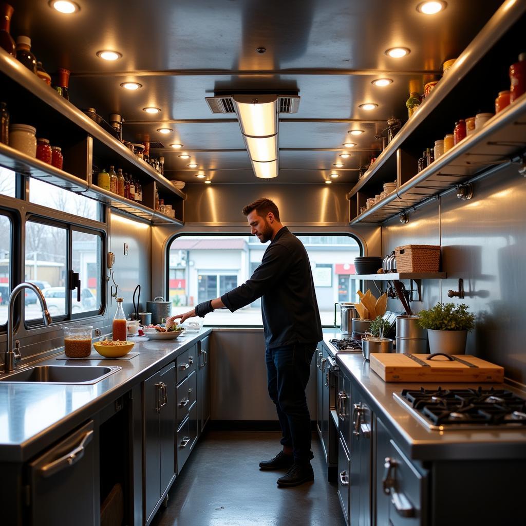 New Food Truck Owner Preparing for Service