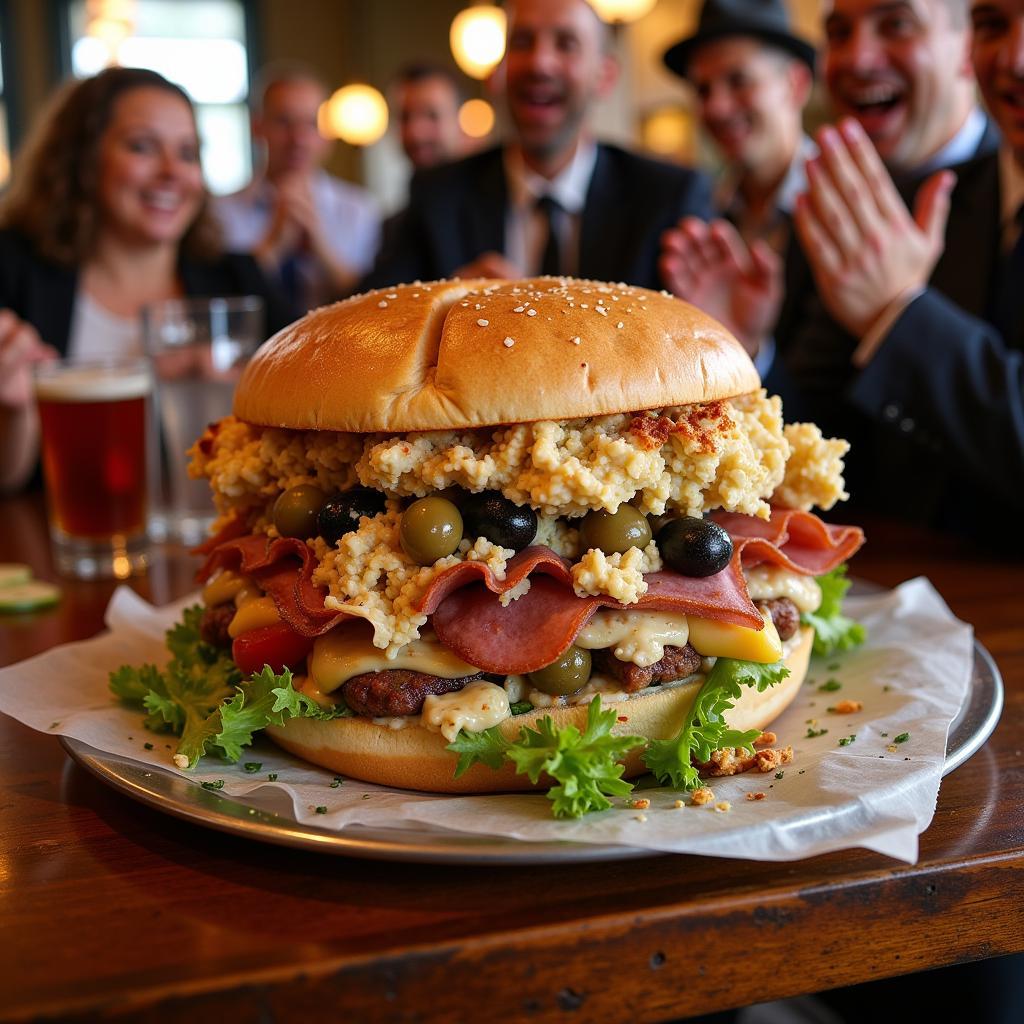 Man vs Food Muffuletta Challenge in New Orleans