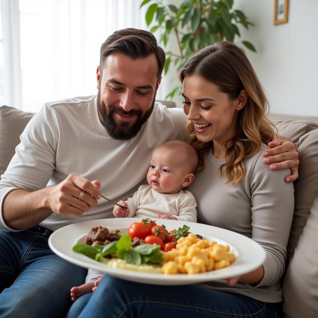 New Parents Enjoying a Healthy Meal Delivered to Their Home