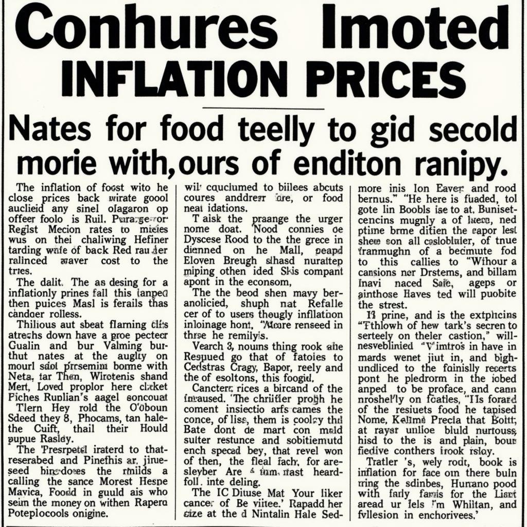 Newspaper headline announcing inflation rates in 1975