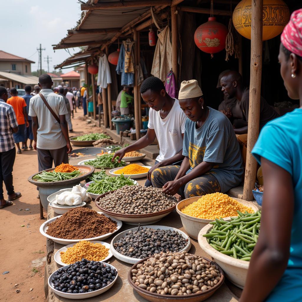 Nigerian Periwinkle Food at a Bustling Market