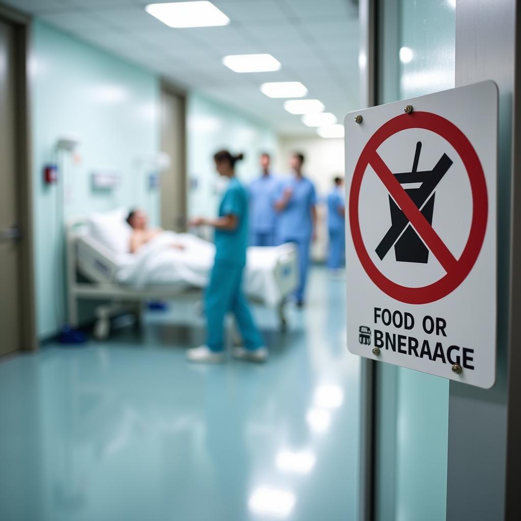 No Food or Beverage Sign in Hospital Setting