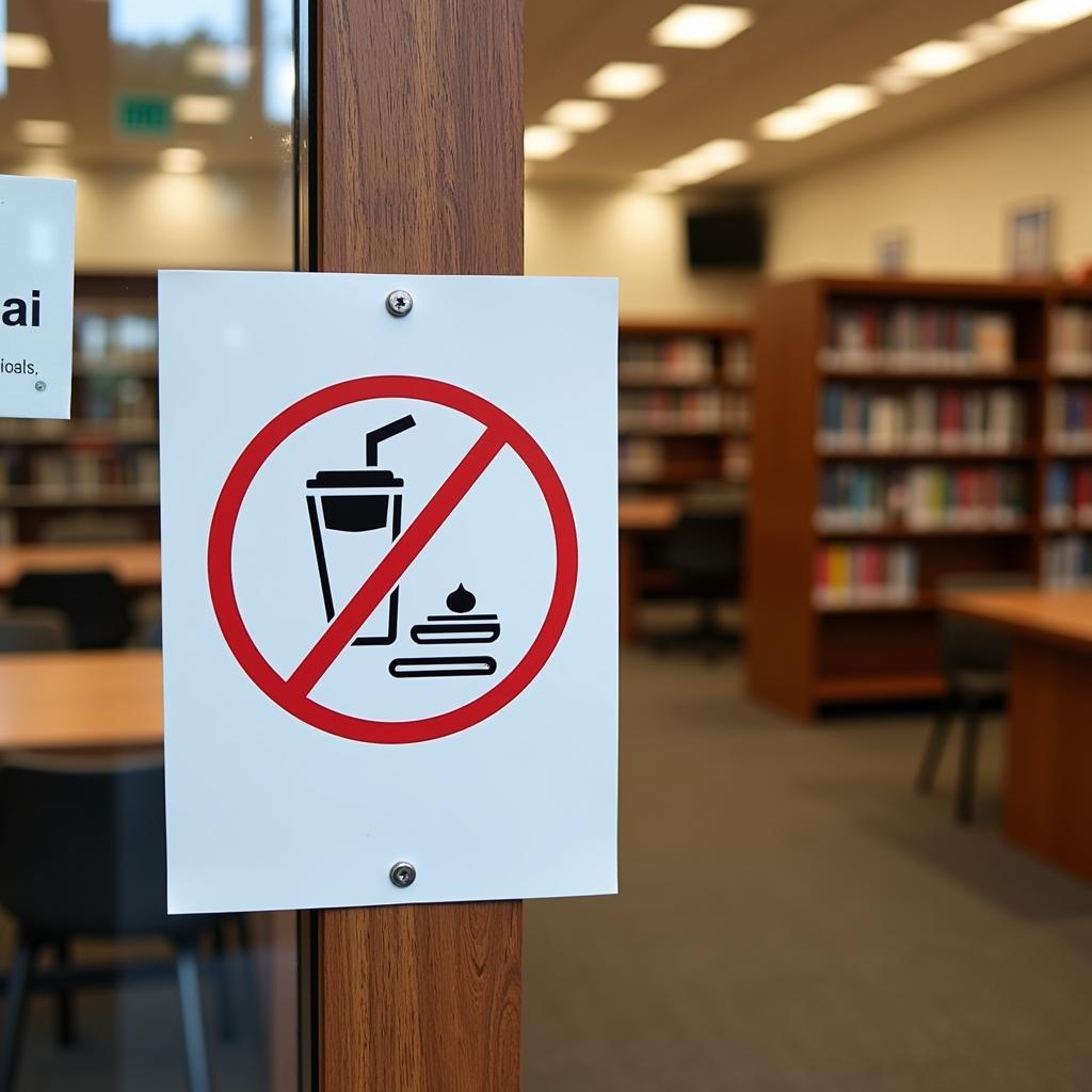 No Food or Beverage Sign in a Library