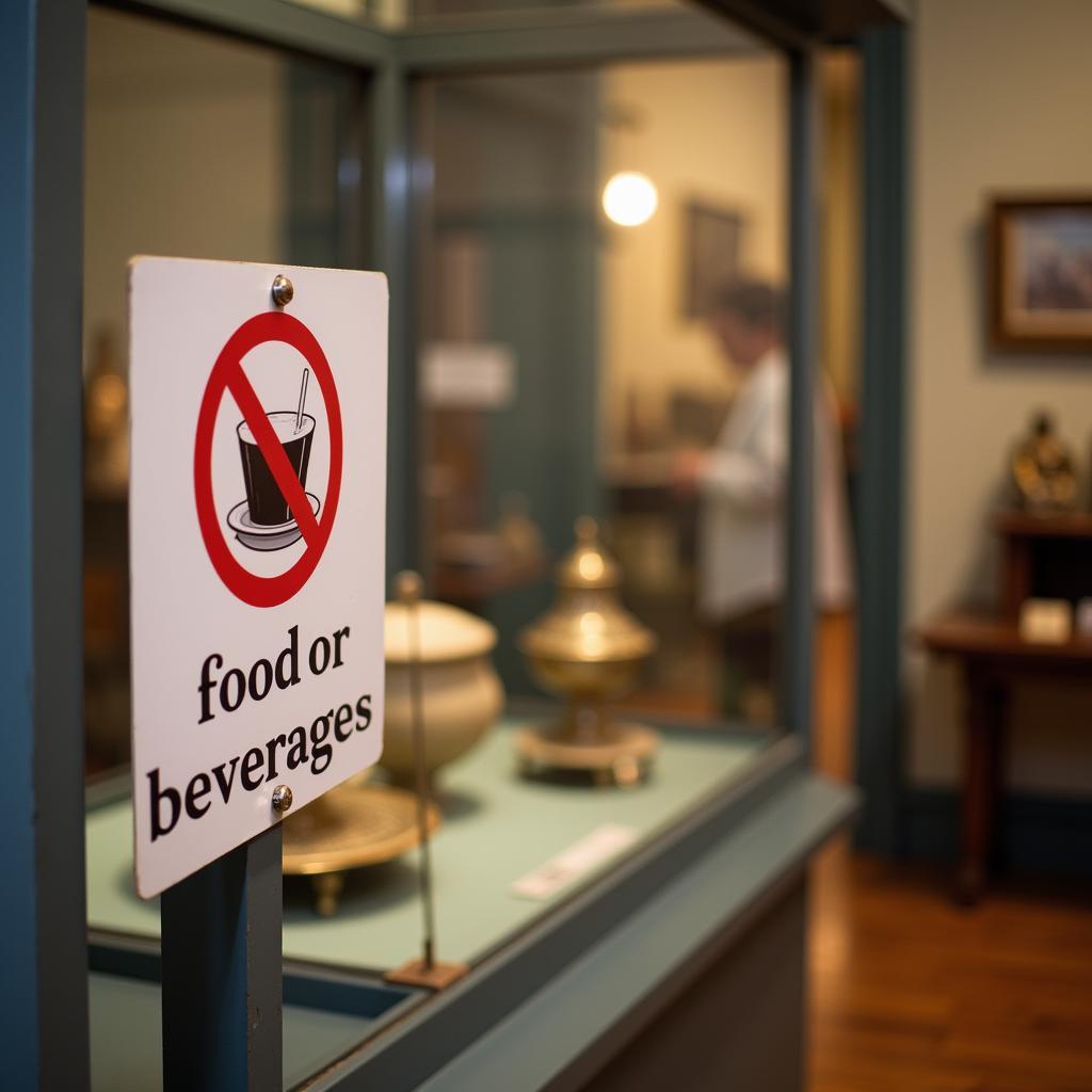 No Food or Beverages Sign in a Museum