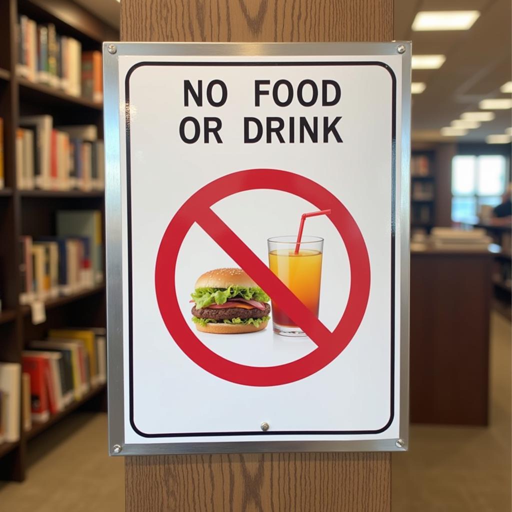 No Food or Drink Sign in a Library