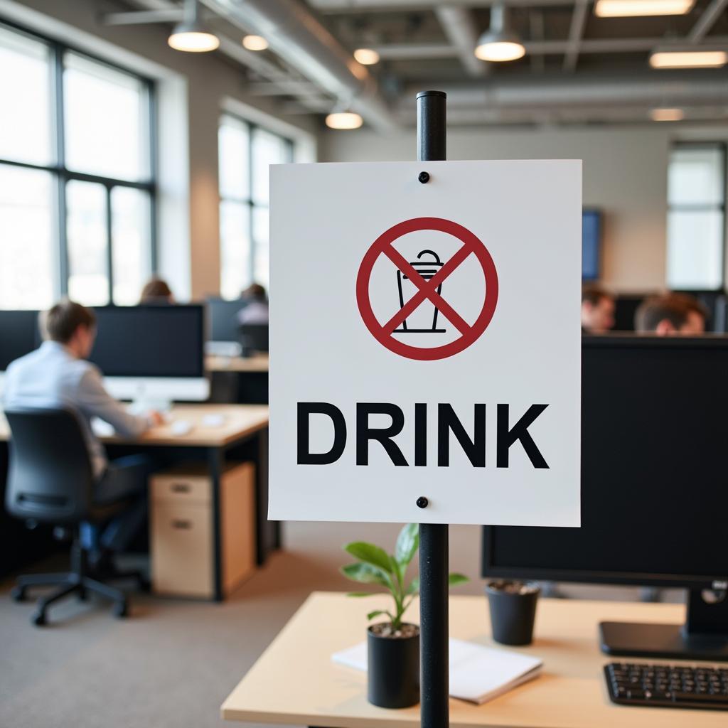 No Food or Drink Sign in an Office