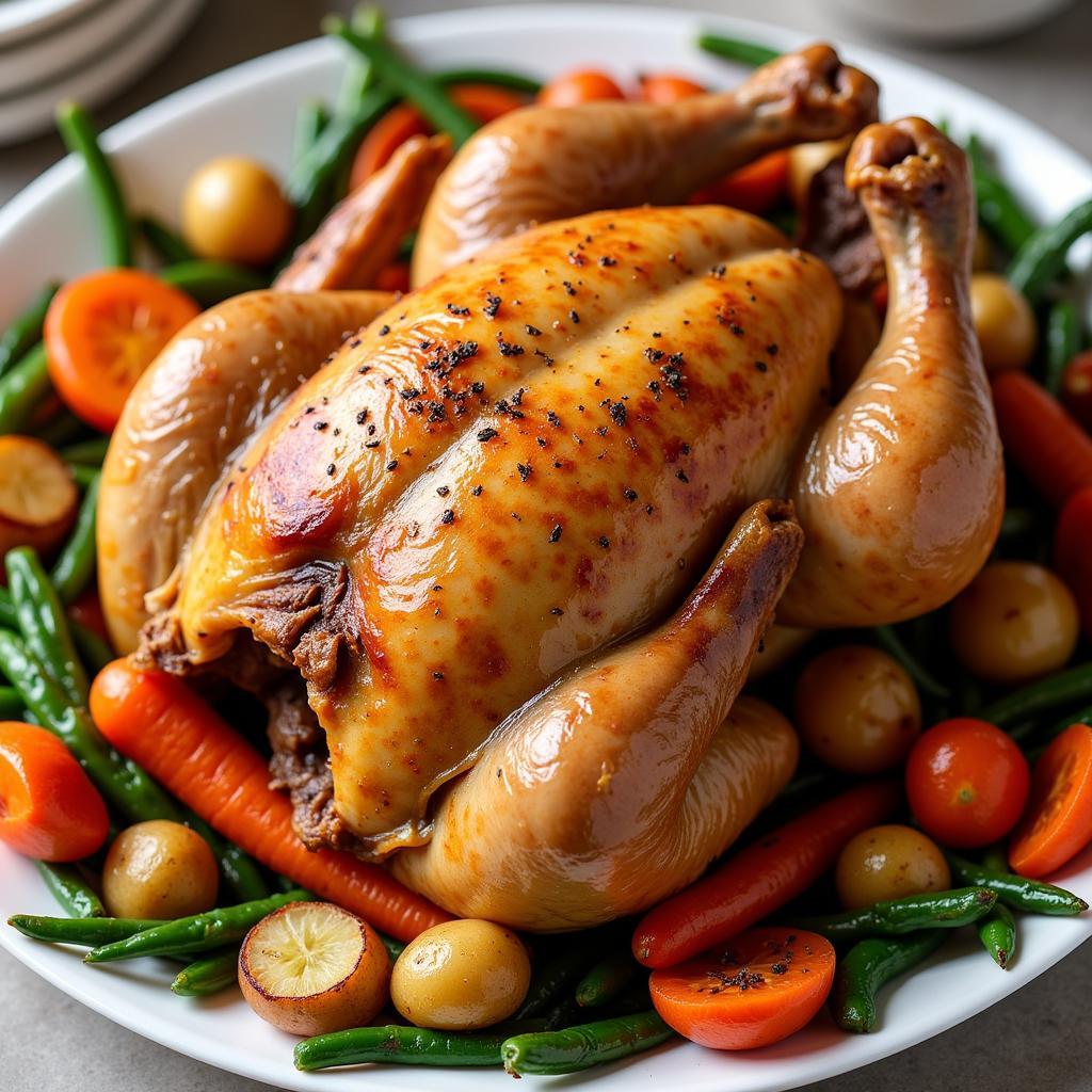 North Pole Roasted Chicken with Colorful Vegetables