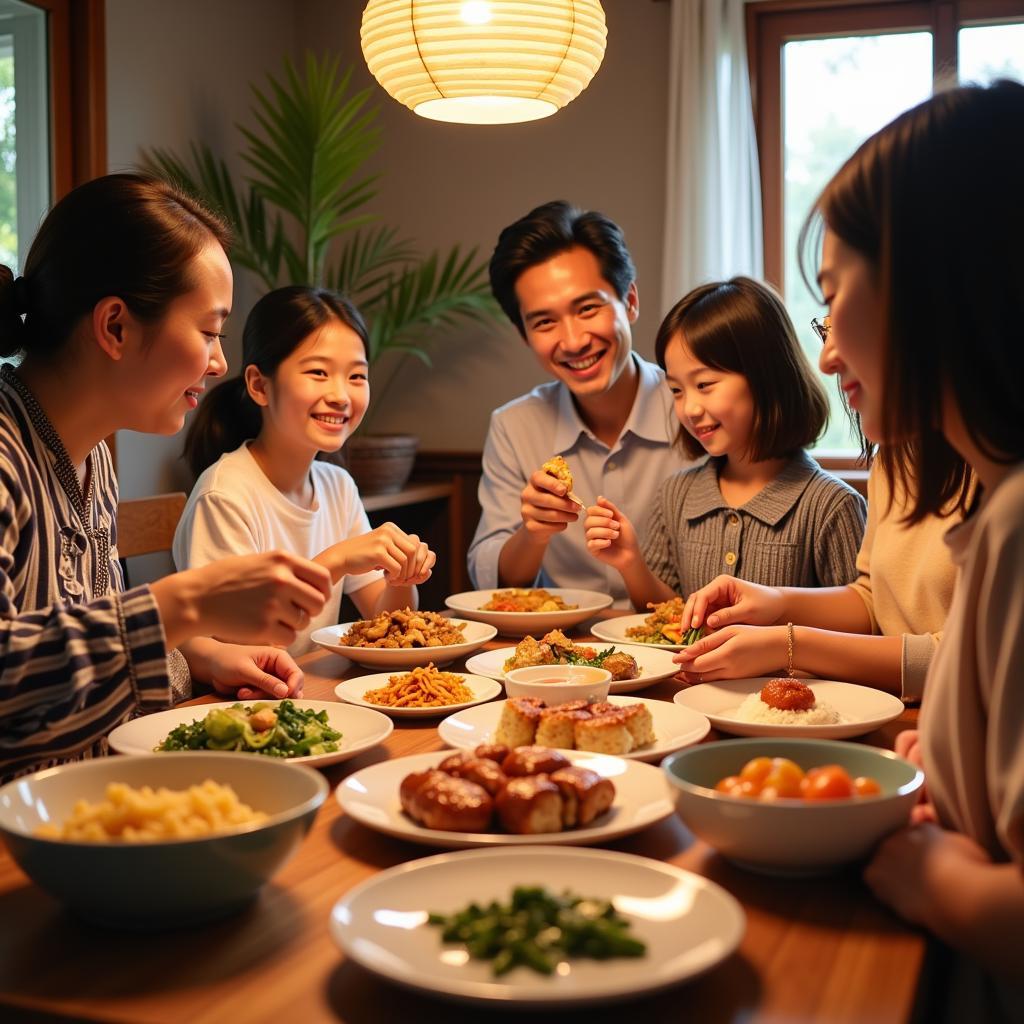 Family Enjoying an Obon Meal Together