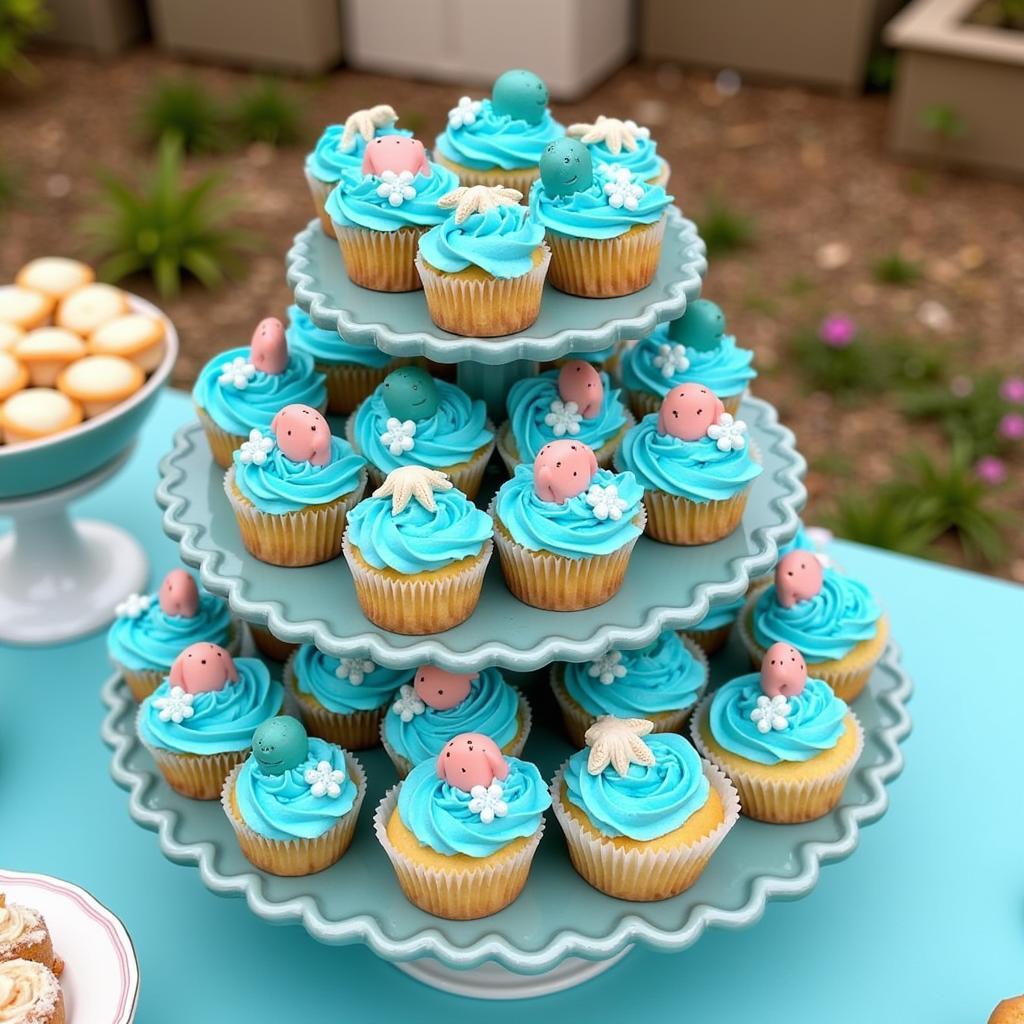 Ocean-Themed Cupcakes for a Fishing Party