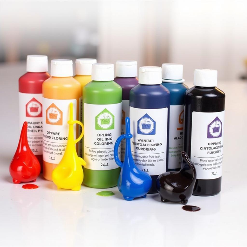 Various Bottles of Oil Food Coloring