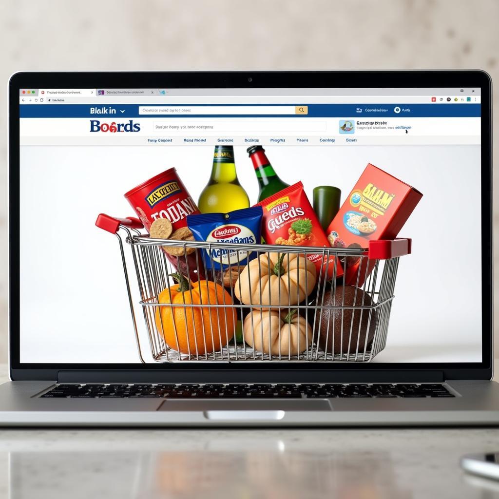 Online British Food Shopping Basket Filled with Groceries