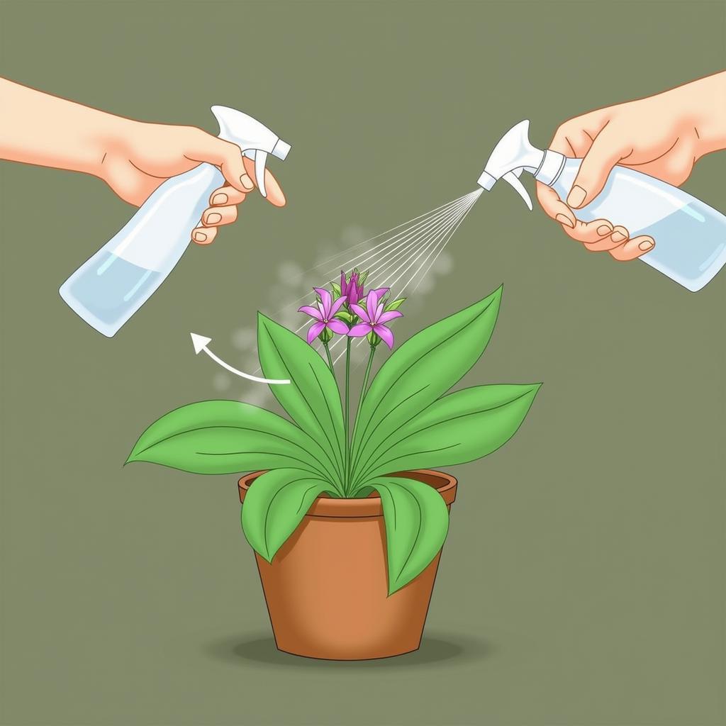 Applying orchid plant food spray correctly