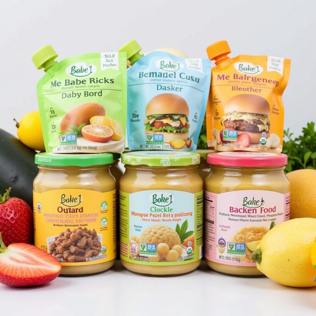 Variety of organic baby food stage 1 jars and pouches.