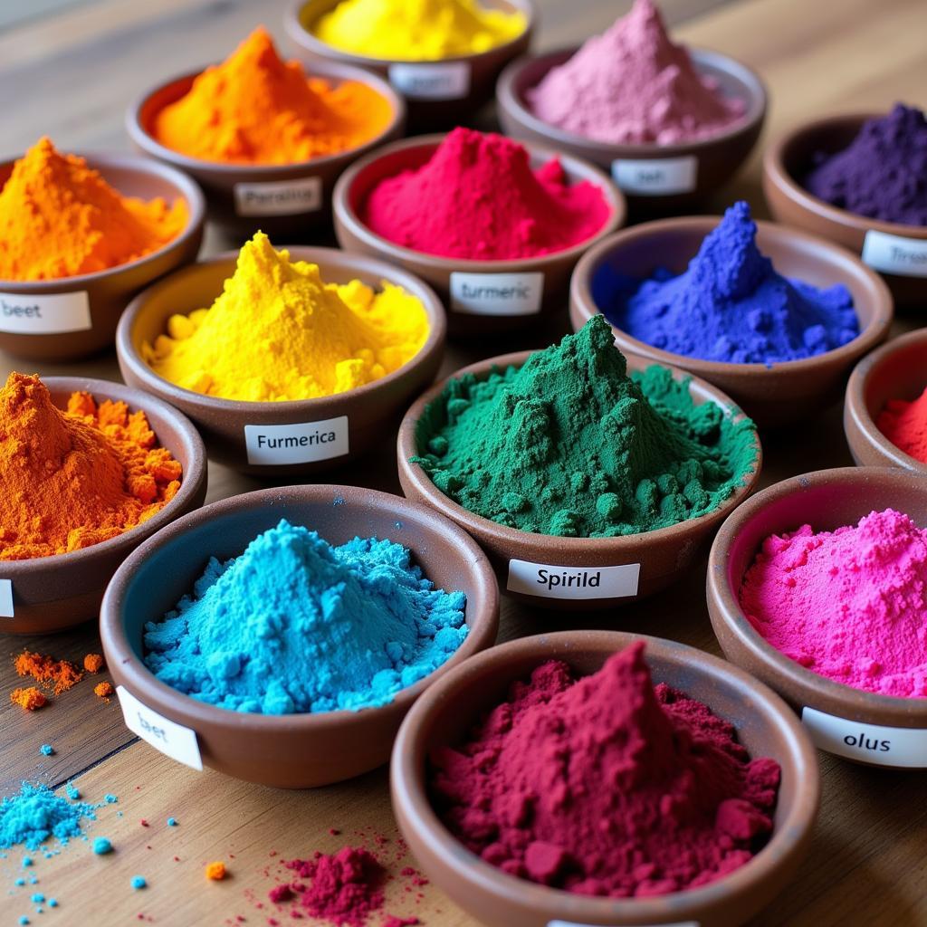 Variety of Organic Food Dye Powders in Different Colors