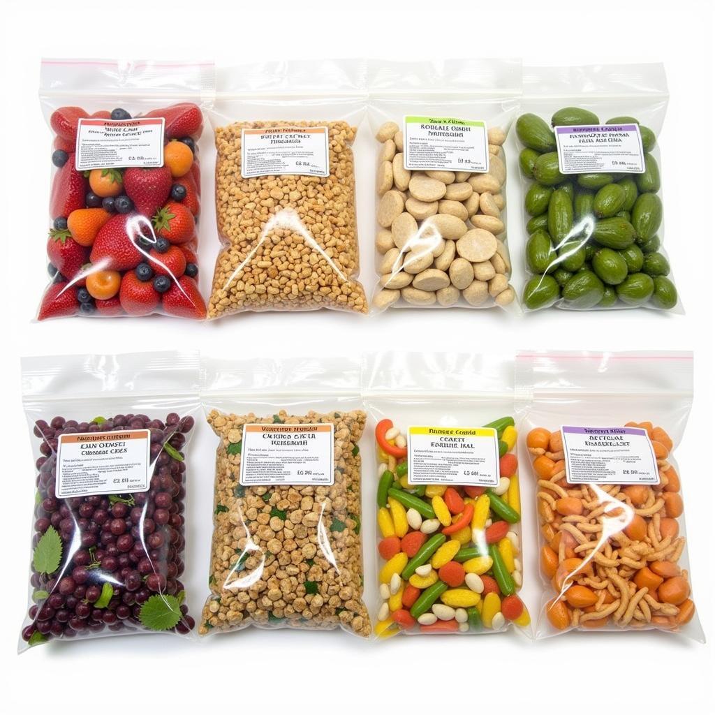 Organic freeze-dried emergency food supplies in airtight bags