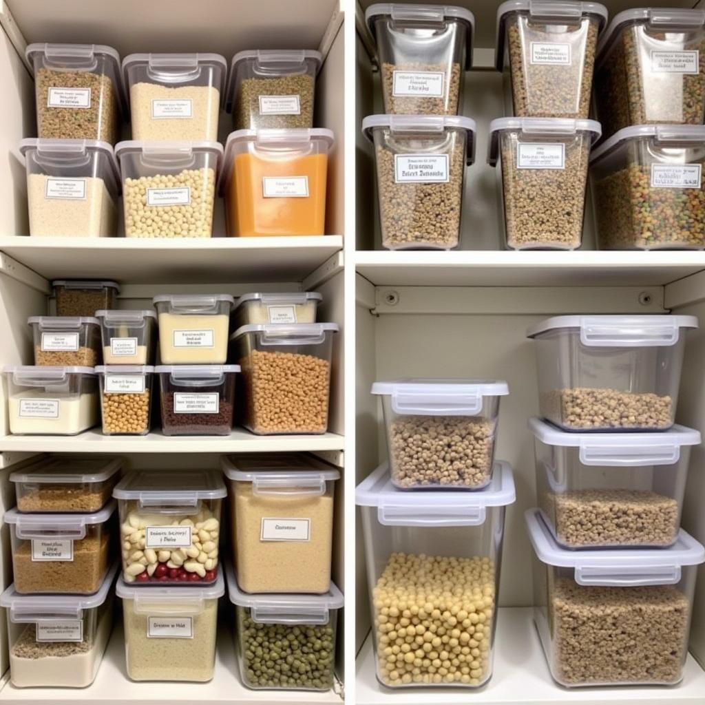 Organized emergency food storage containers