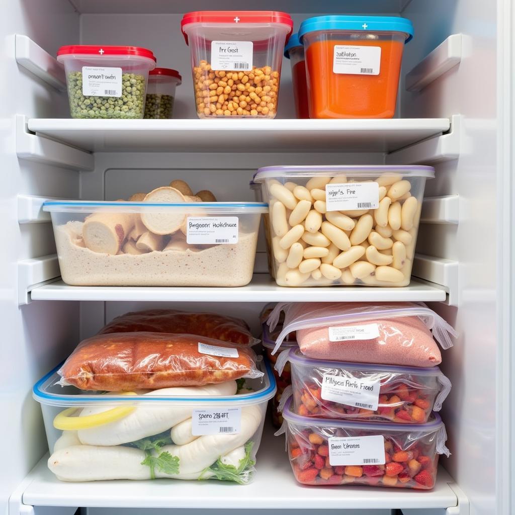 Organized Freezer with Frozen Food Bags