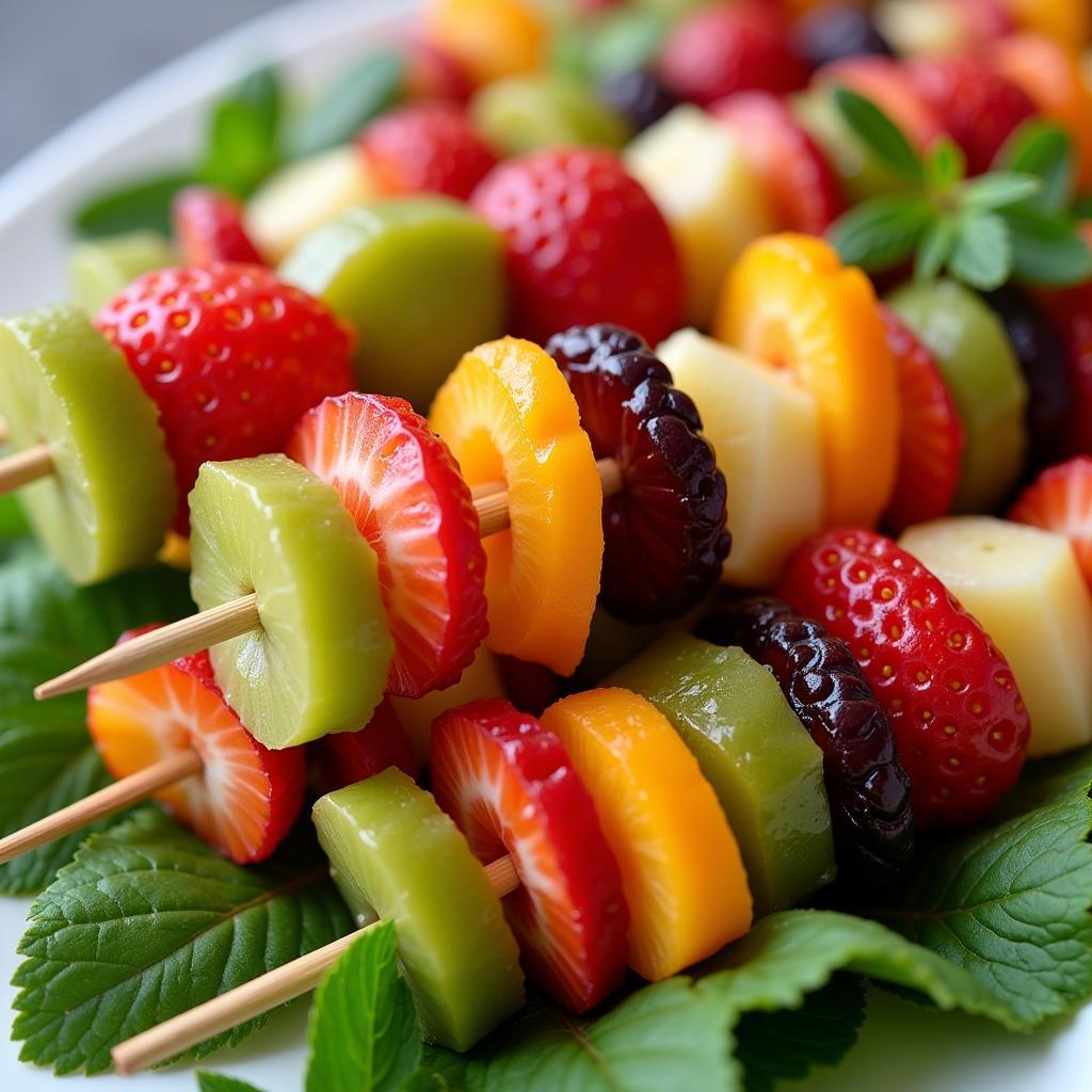 Orgeat glazed fruit skewers for a refreshing snack