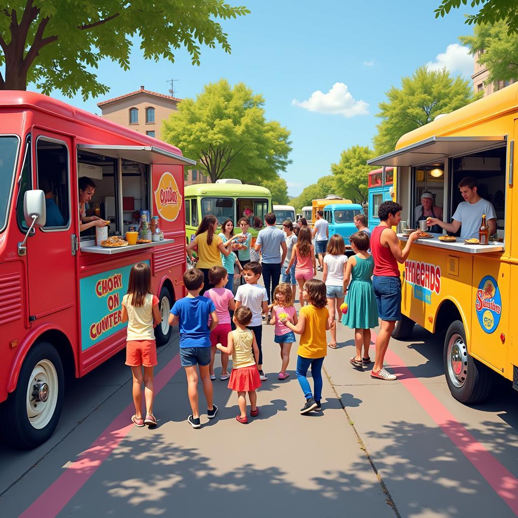 Families enjoying food trucks in Orinda 2024