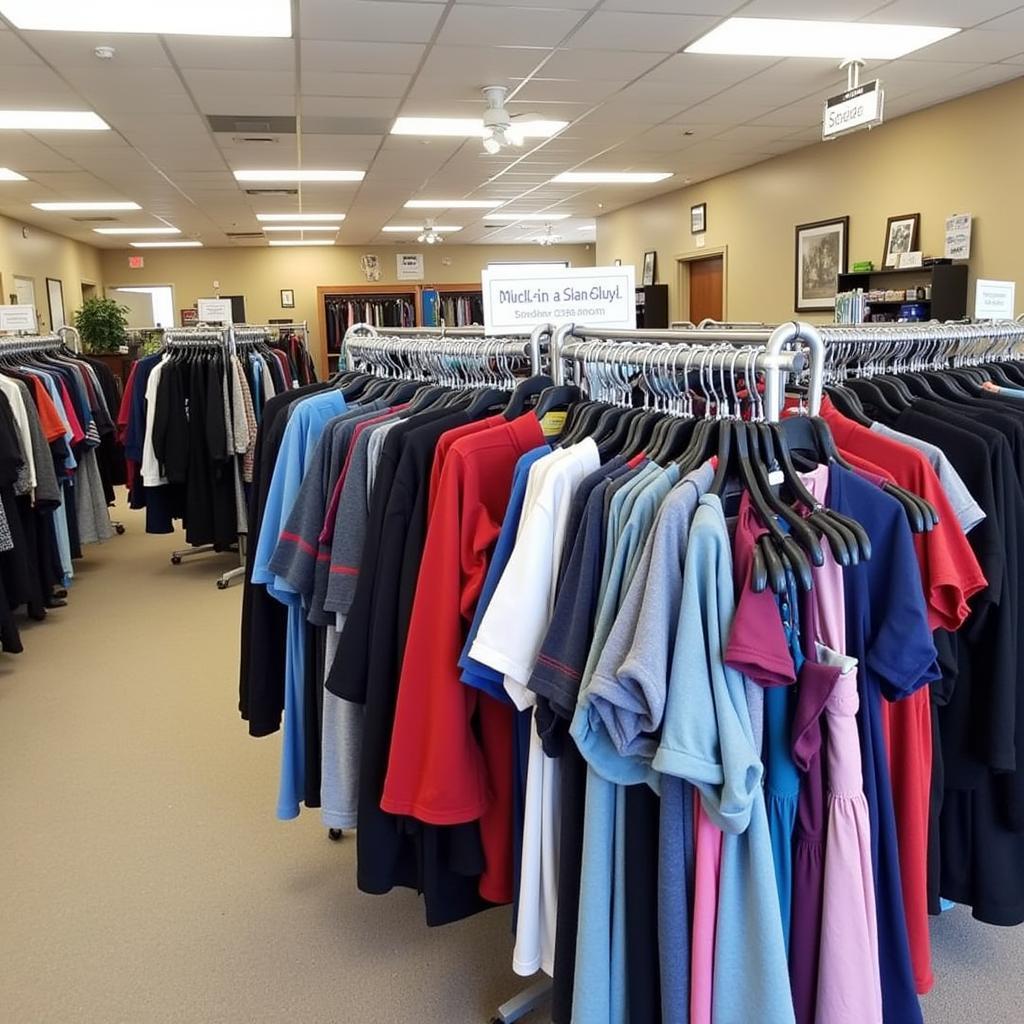 Clothing racks at Our Lady of Hope Thrift Store