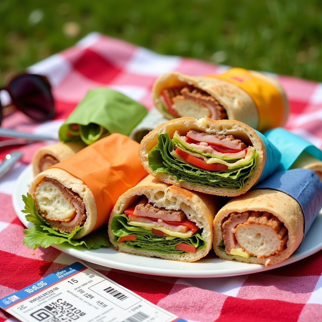 Delicious sandwich wraps perfect for outdoor concerts.