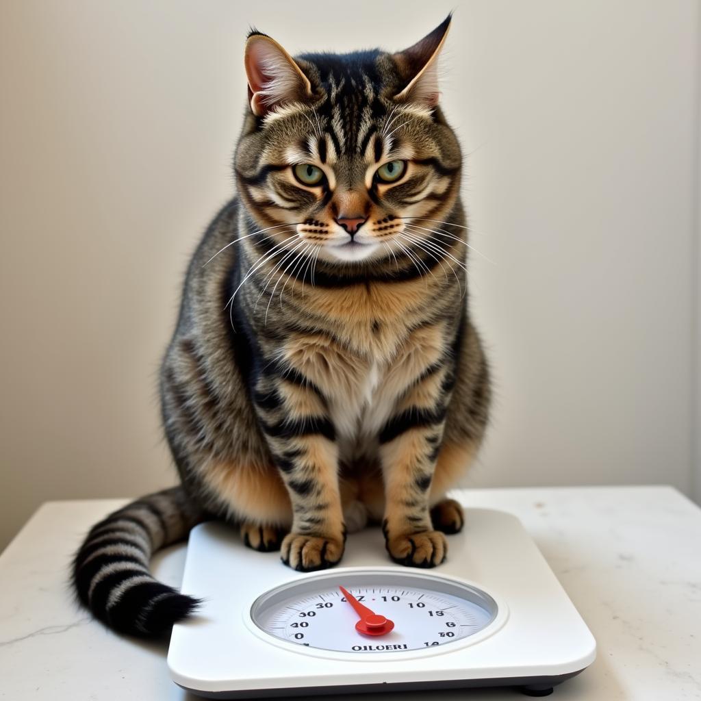 Overweight Cat on Scale