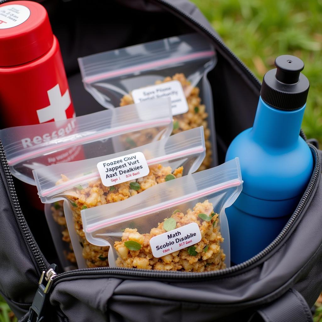 Packing freeze-dried meals in a backpack