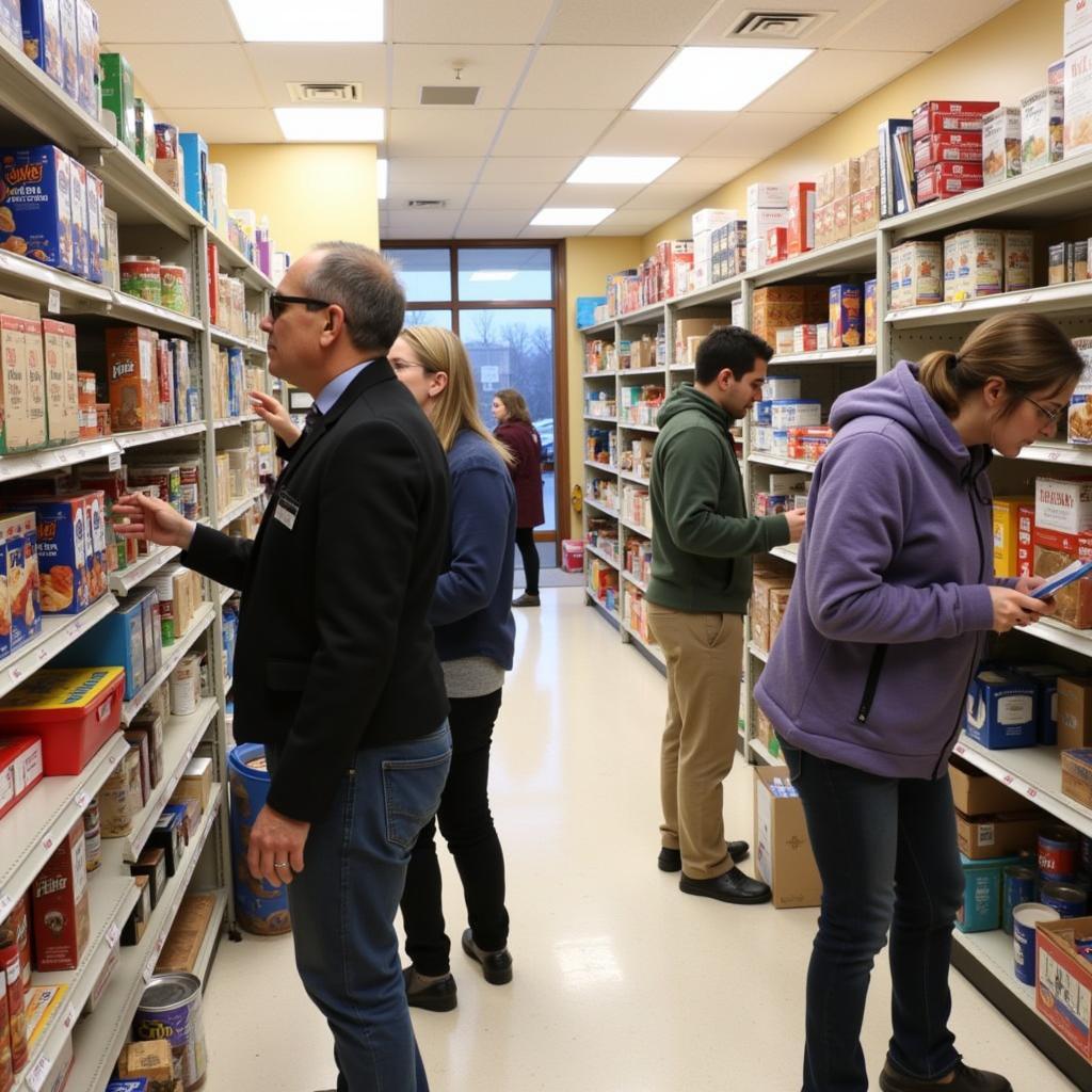 Palatine Food Bank Interior with Clients