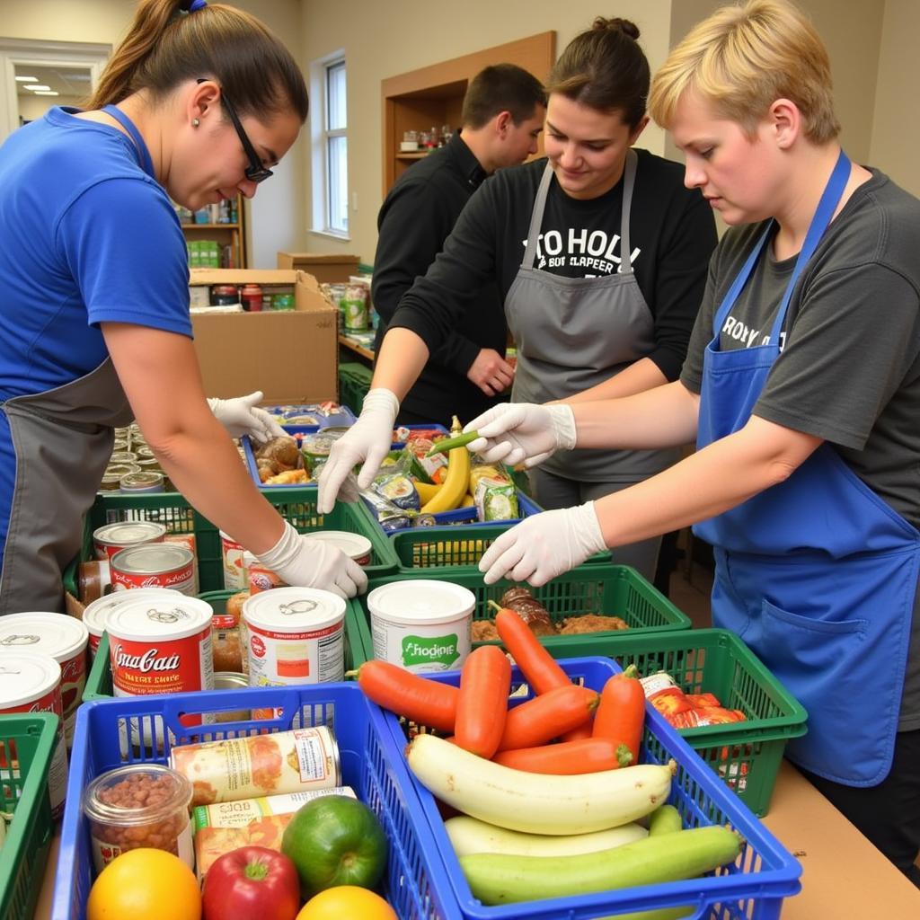 Palatine Food Bank Volunteers Sorting Food Donations