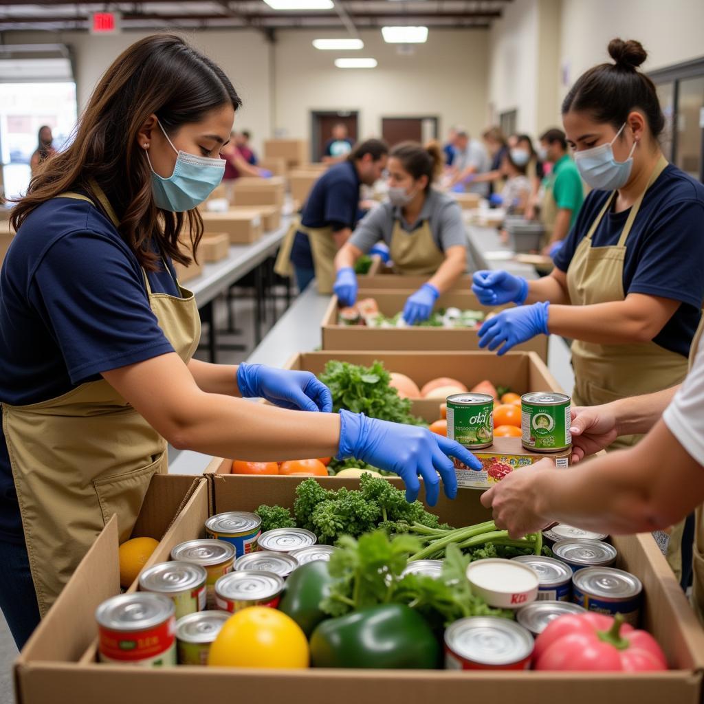 Volunteers Sorting Food at Paris TX Food Bank