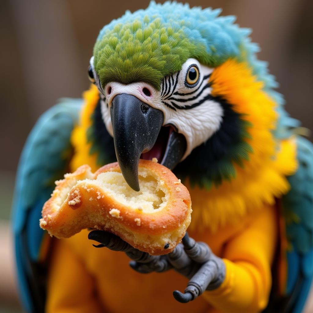 Happy Parrot Eating Homemade Treats