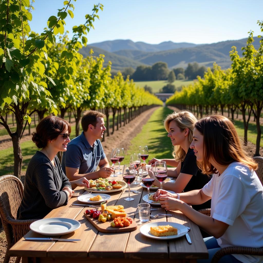 Paso Robles vineyard with guests enjoying wine tasting