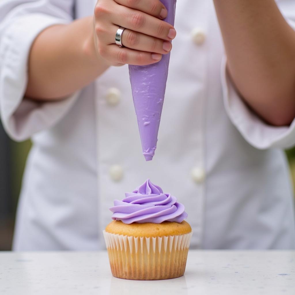 Pastel Purple Frosting in a Piping Bag