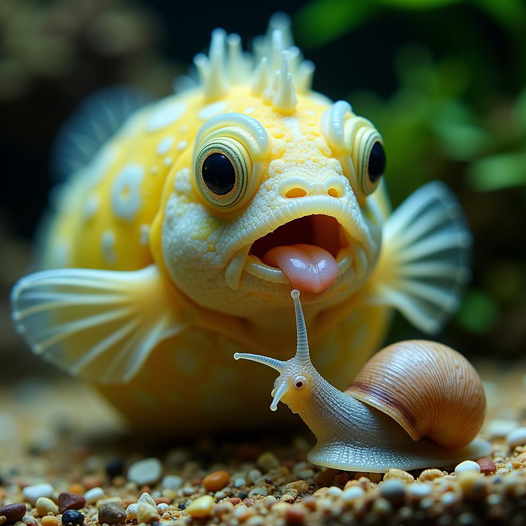 Pea Puffer Eating a Snail