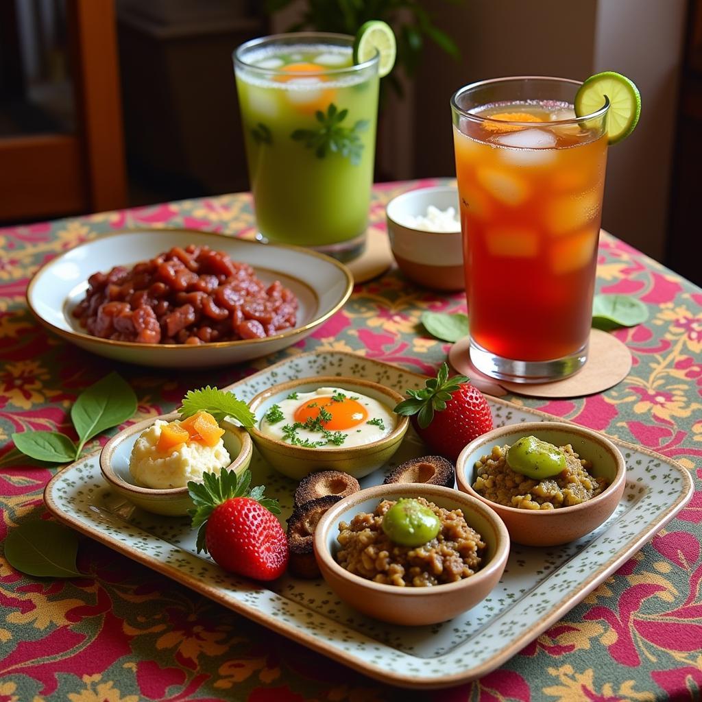 Persian appetizers served with traditional drinks