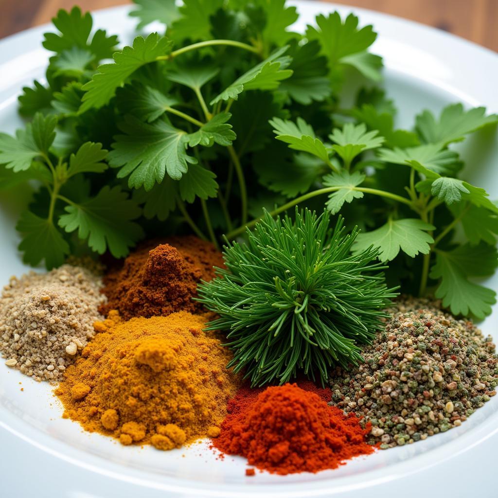 Fresh herbs and ingredients used in Persian appetizers