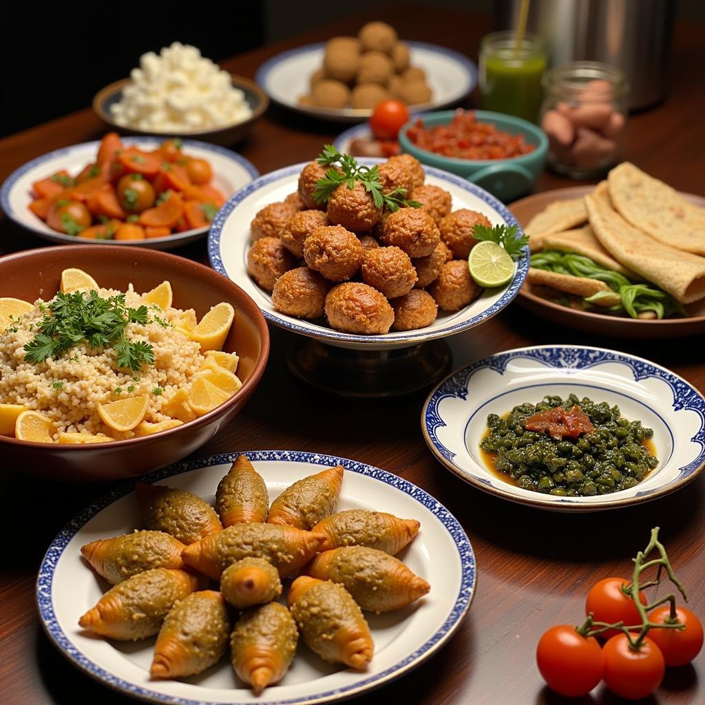 Variety of colorful and flavorful Persian food appetizers