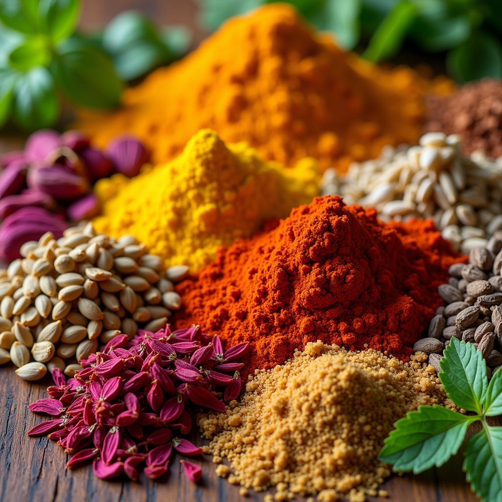 A collection of essential Persian spices and herbs