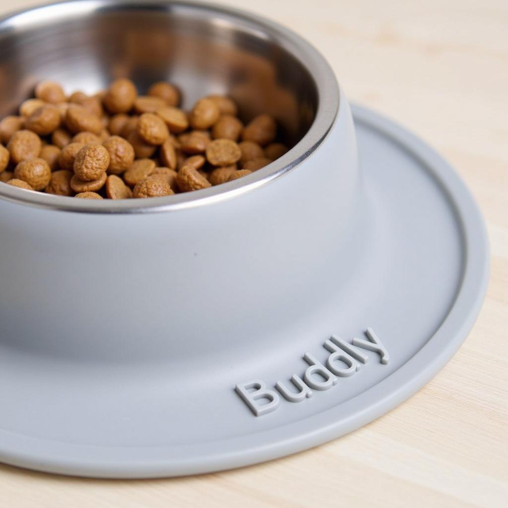 Personalised pet food mat with a dog's name